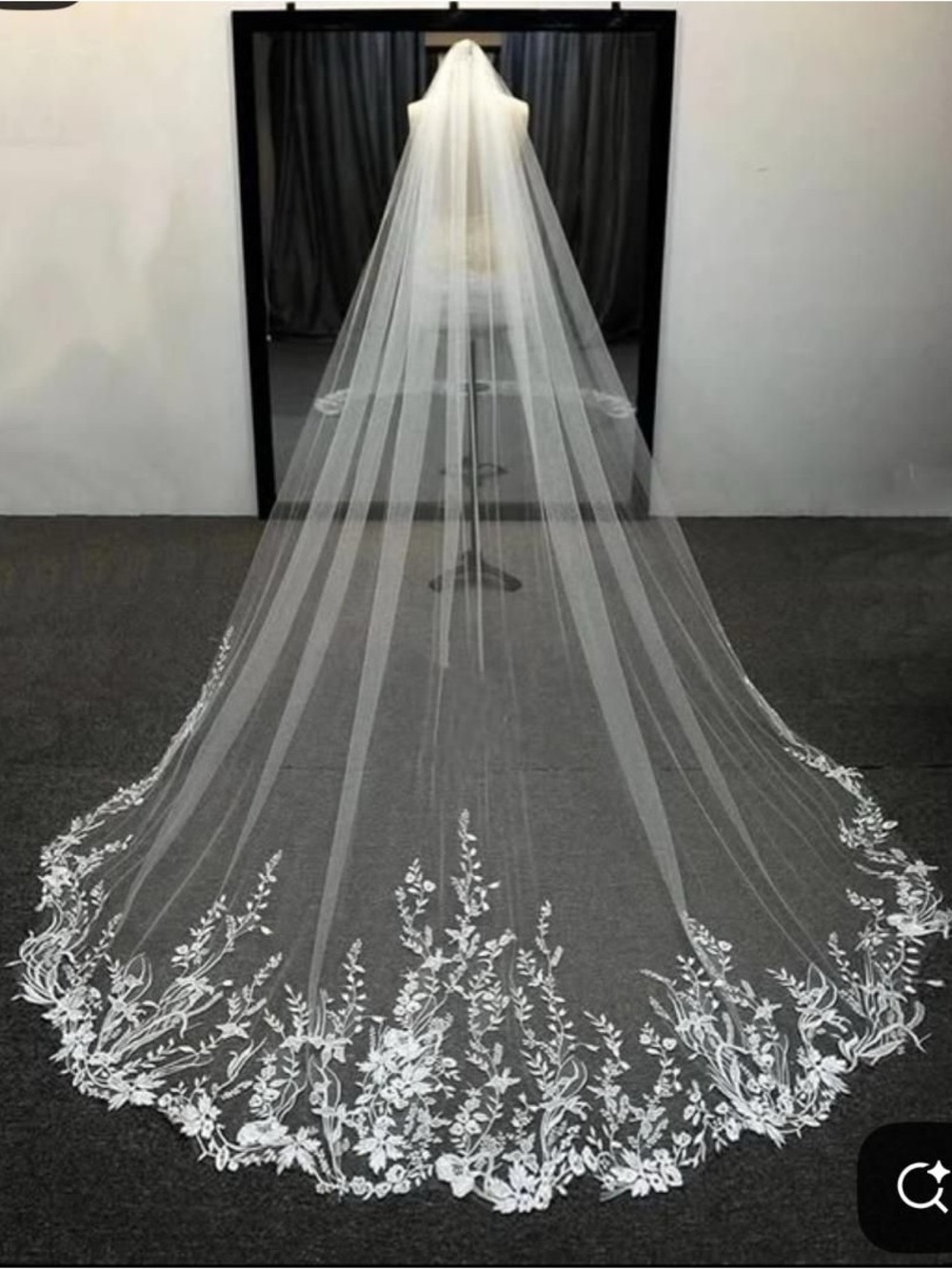 Utopia Africa Designs White Bridal Veil with Floral Lace Edge